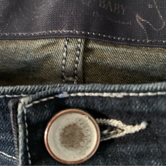 Women’s 13/14 x 34 WRANGLER Q BABY Dark Blue Jeans Bootcut Embellished - Picture 7 of 16